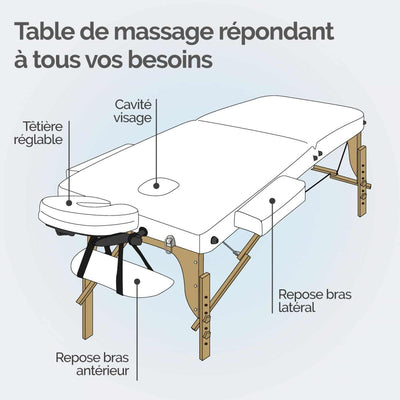 table de massage pliée en bois