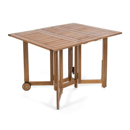 table en bois avec chaises intégrées et pliables