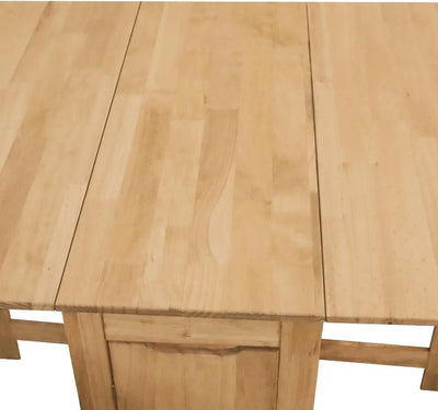 Table pliante en bois fermée, design compact et fonctionnel.