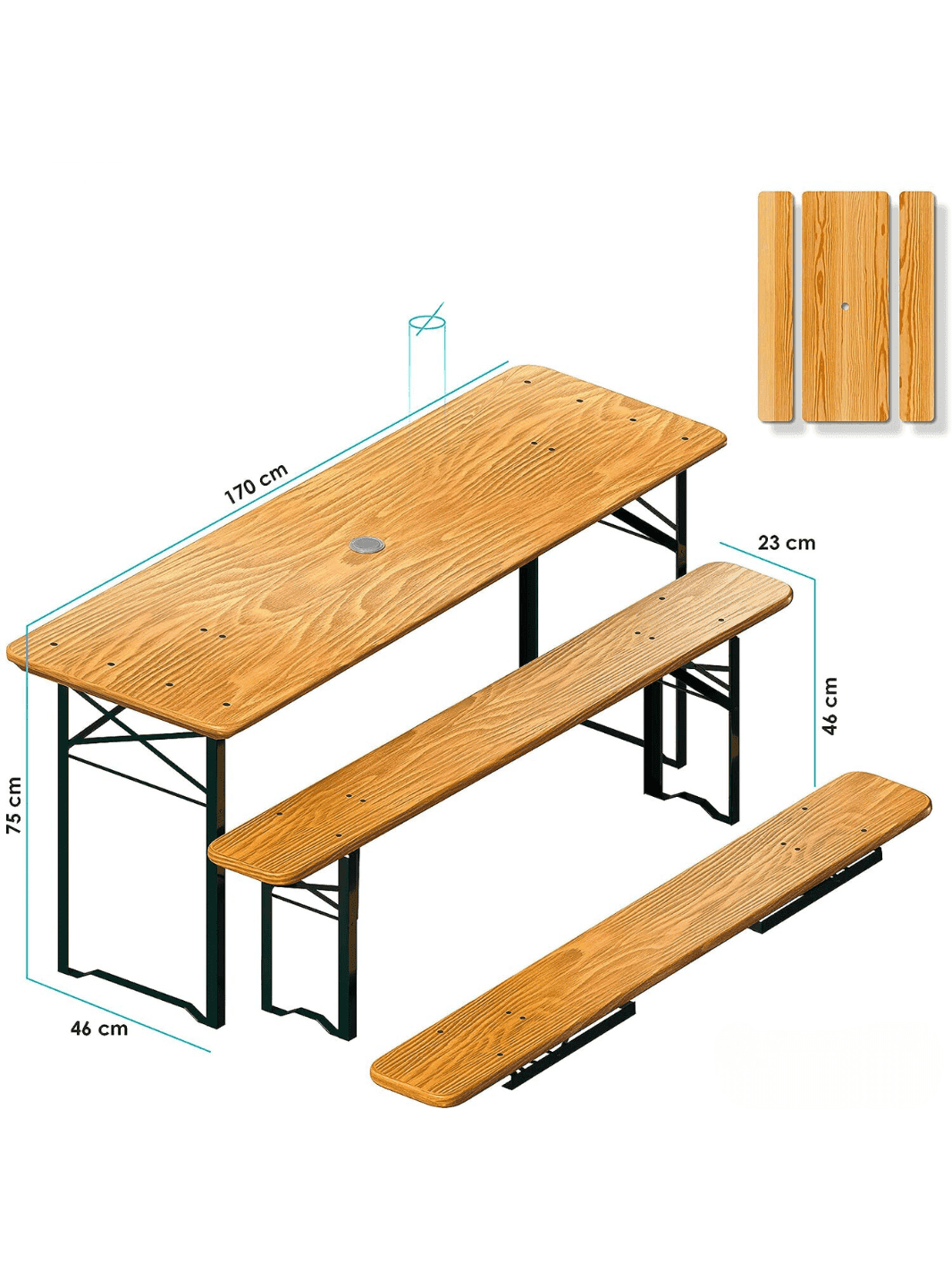 Table Pliable en Bois pour 8 Personnes