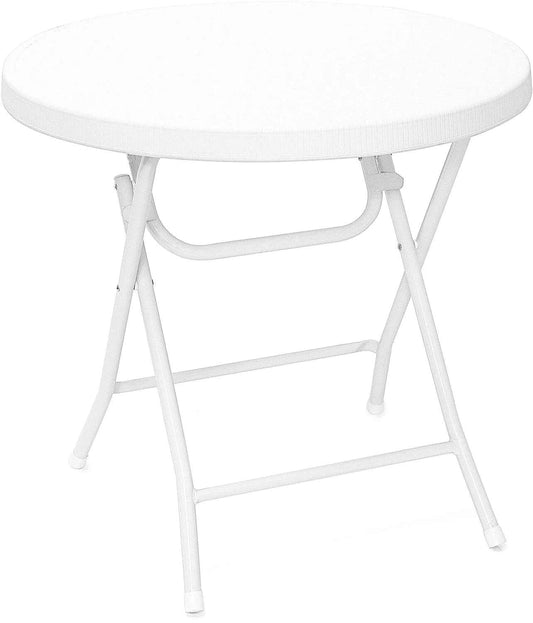 meuble jardin table ronde pliante blanche